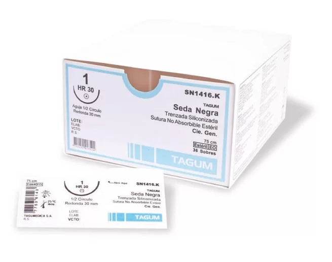 SUTURA SEDA NEGRA TRENZADA CAJA X 36