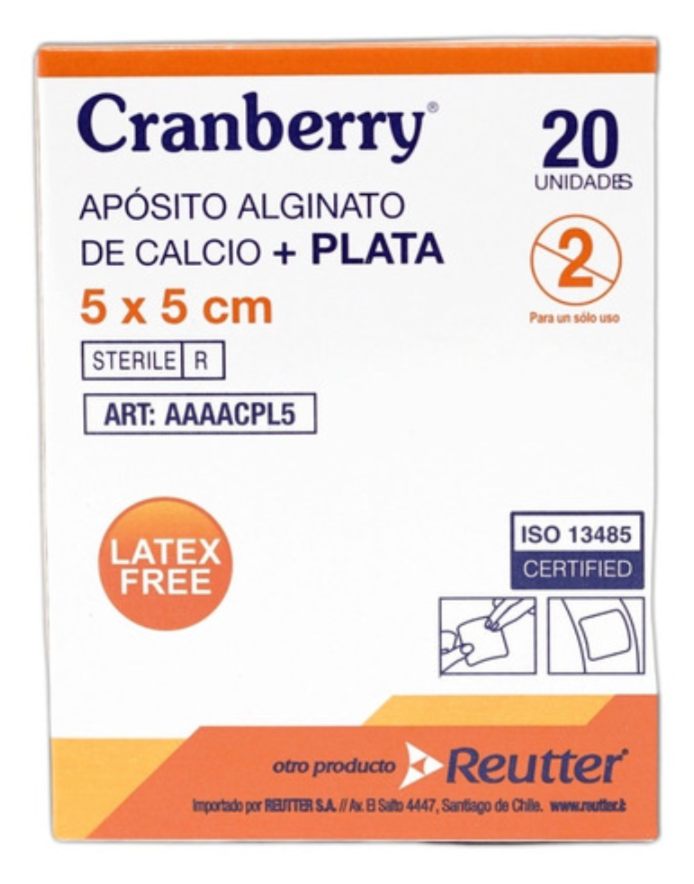 Aposito Alginato de Calcio + Plata 5X5 CAJA X 20