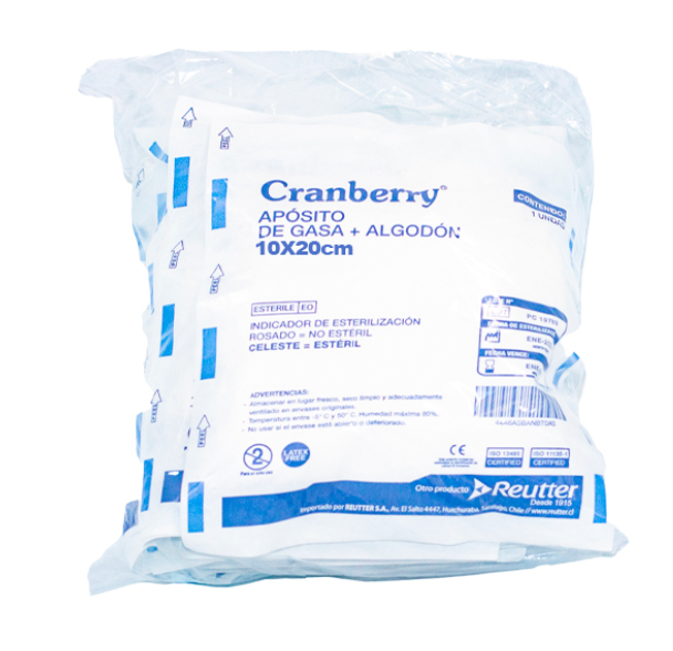 Aposito Gasa + Algodón esteril 10x20 BOLSAx10