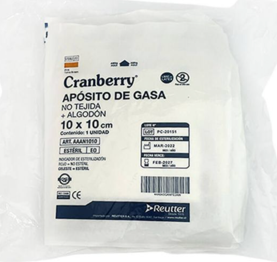 Aposito Gasa No tejida + Algodón esteril 10X10 BOLSA X 10
