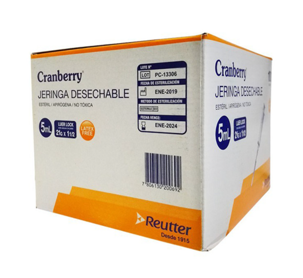 Jeringa 5cc Lock C/A 21x1 1/2 CAJA x 100