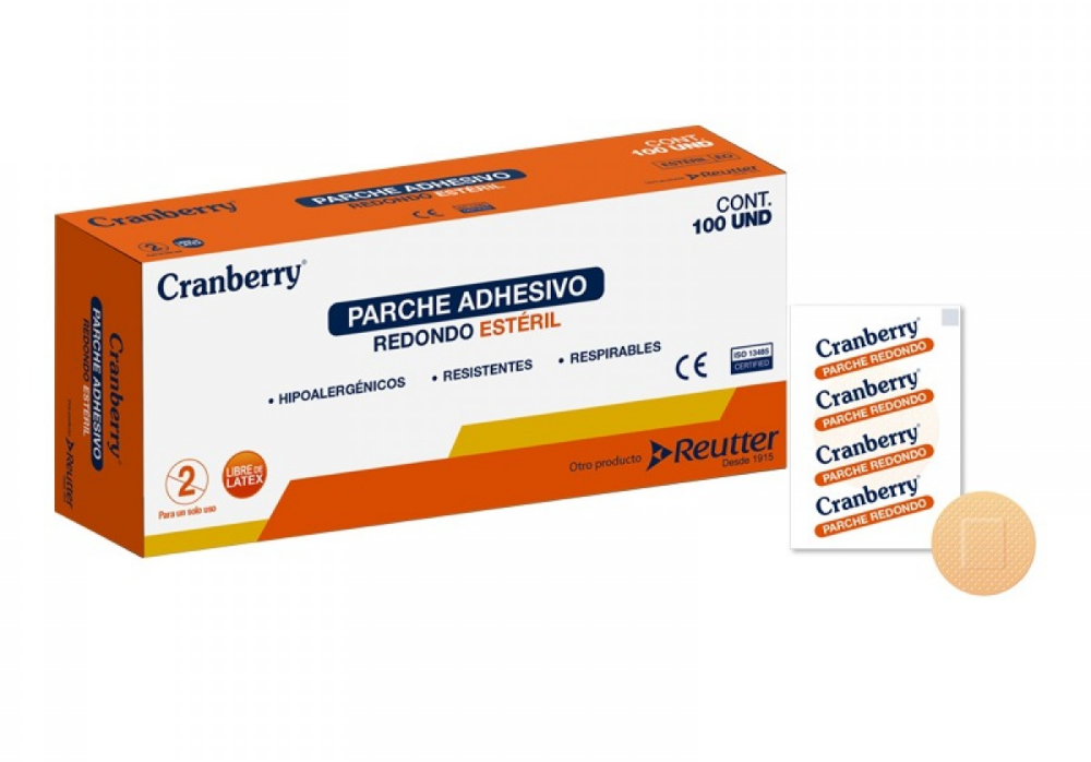 PARCHE CURITA REDONDO Cranberry PARA VACUNAS X 100 US