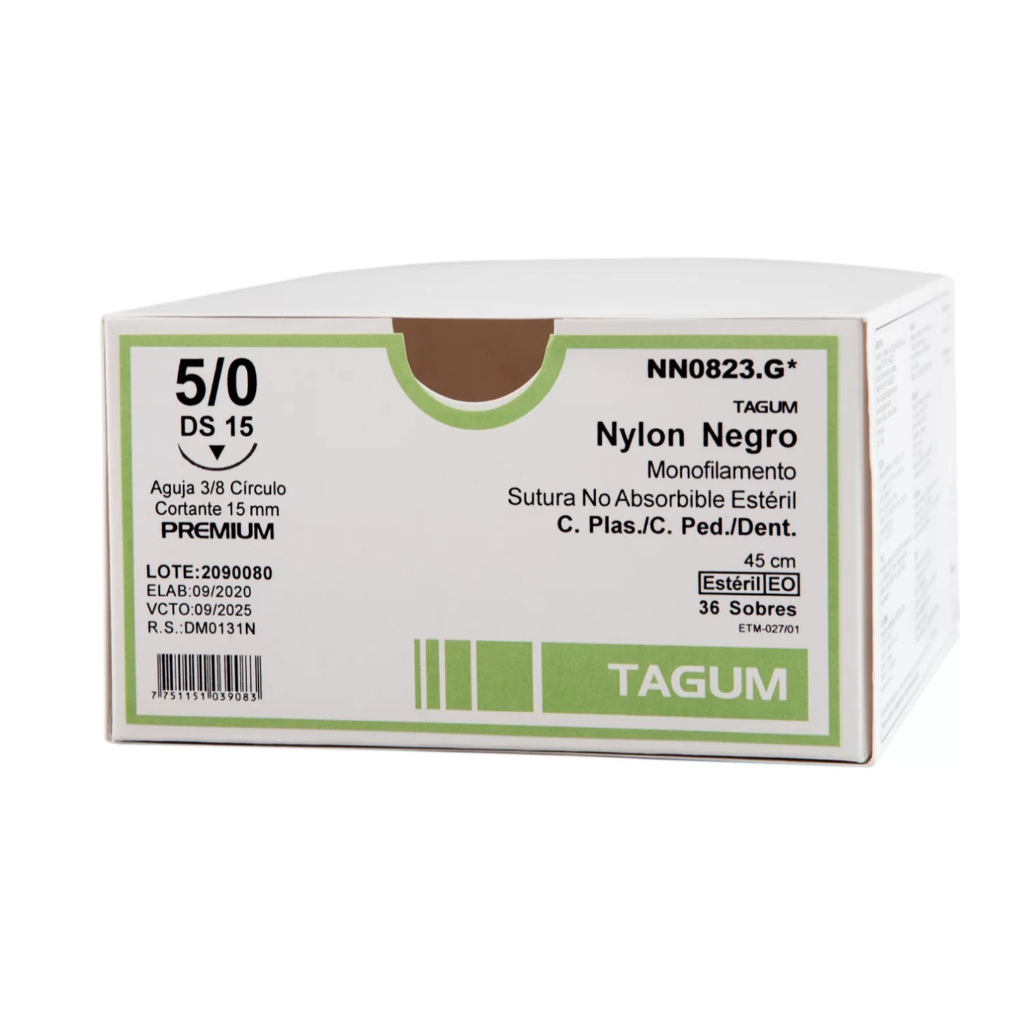 SUTURA NYLON NEGRO MONOFILAMENTO 10/0 DLZ 6 2 AGUJA 30 CM Caja X 24