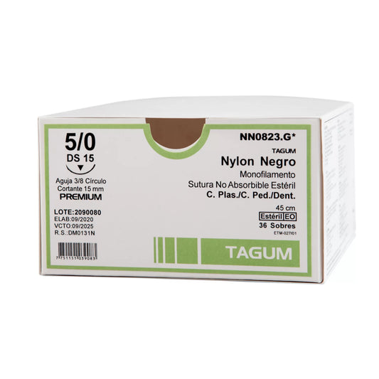 SUTURA NYLON NEGRO MONOFILAMENTO 10/0 DLZ 6 2 AGUJA 30 CM Caja X 24