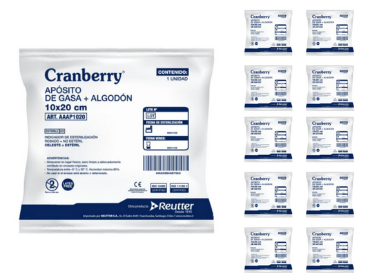 Aposito Gasa No tejida + Algodón esteril 10X20 BOLSA X 10