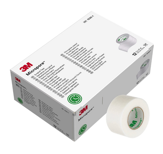 TELA MICROPORE BLANCA 2,5 cm X 9,1 MTS CAJA X 12 SIN DISP 3M 1530-1