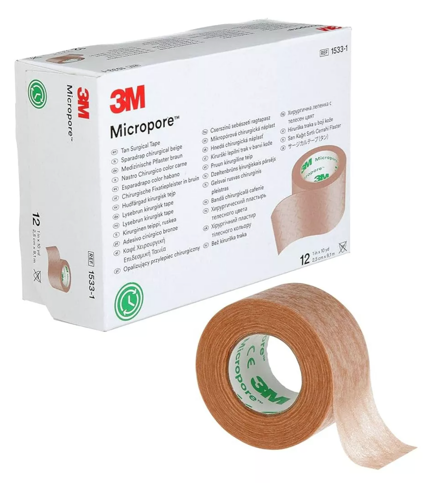 TELA MICROPORE PIEL 2,5cm X 9.1MTS CAJA X 12UN 3M 1533-1