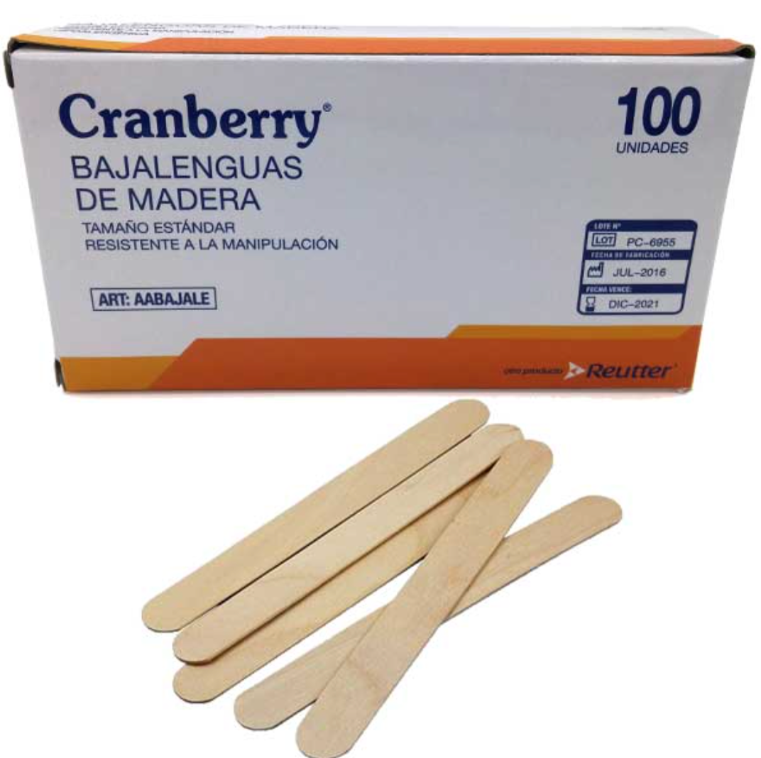 Bajalenguas de madera Cranberry No esteril Caja x 100