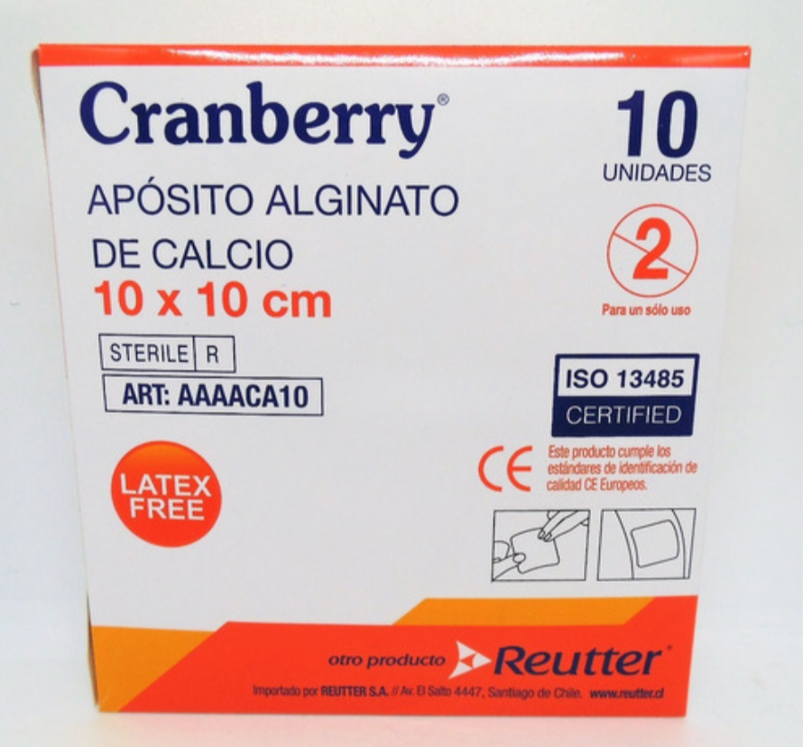 Aposito Alginato de Calcio 10X10 CAJA X 10 CRANBERRY