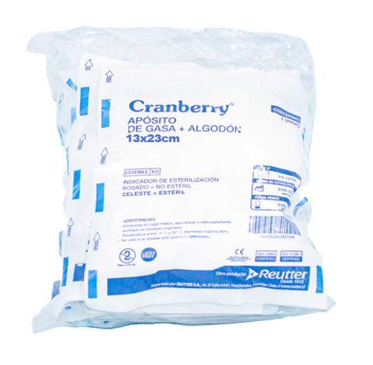 Aposito Gasa + Algodón esteril  13x23 BOLSAx10