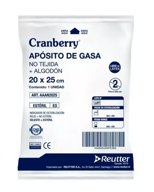 Aposito Gasa + Algodón esteril  20x25 BOLSAx10