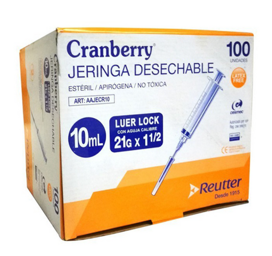 Jeringa 10 cc lock c/a 21 x 1 1/2 Cranberry